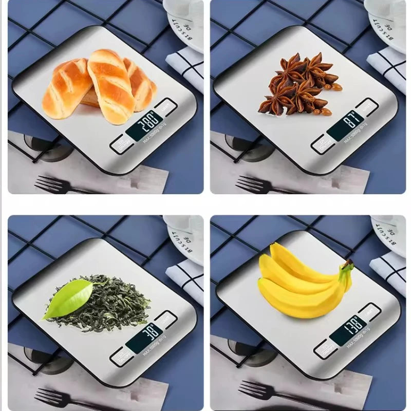 Digital Kitchen Scale LED Display 5kg/1g Stainless Steel Panel Electronic Scales Home Food Snacks Weighing Baking Tool