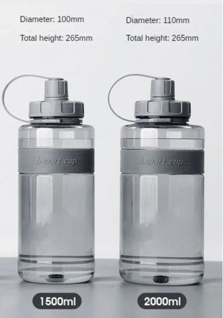 1.5/2 Liter Big Water Bottle with Straw 1.5/2L Large Capacity  Gym Sports Drinking Bottles BPA Free Fitness. great for gym lover